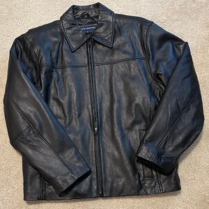 John Ashford Men's Genuine Leather Black Zipper Jacket